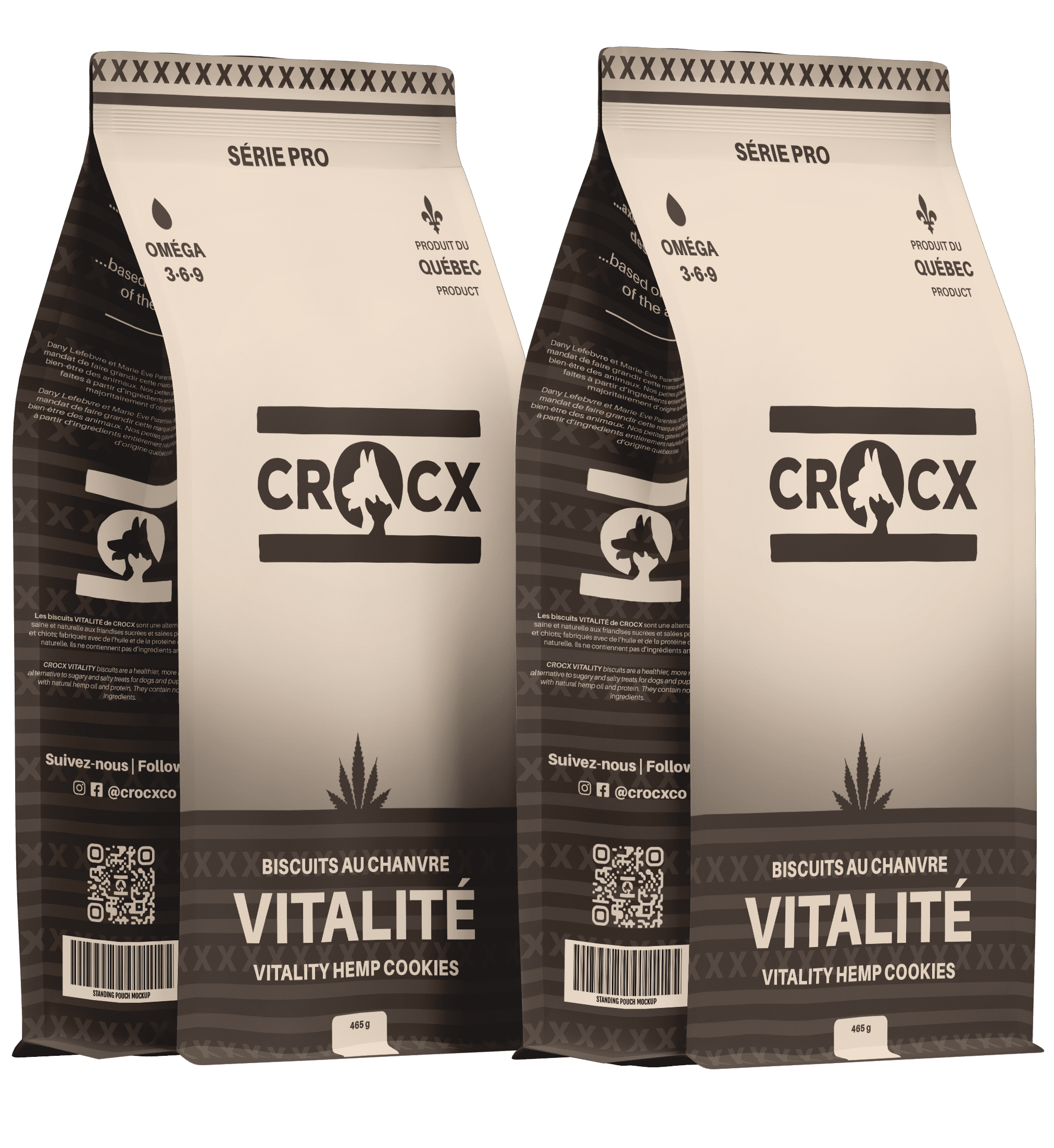 Design d’emballage pour CROCX - Gamme de soins au chanvre sac biscuit sf